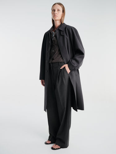 Dunst - Unisex H-Line Wool Mac Coat in Charcoal Grey