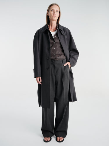 Dunst - Unisex H-Line Wool Mac Coat in Charcoal Grey