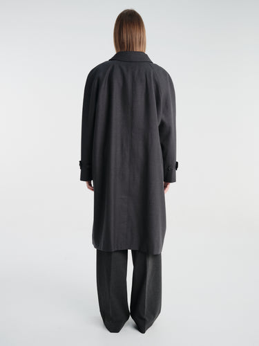 Dunst - Unisex H-Line Wool Mac Coat in Charcoal Grey