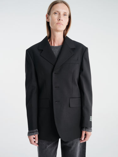 Dunst - Unisex Masculine Wool Blazer in Black