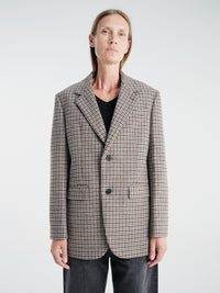 Dunst - Unisex Classic 2 Button Wool Blazer in Beige Check
