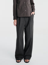 Dunst - Double Pleated Wide Slacks in Charcoal Grey