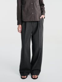 Dunst - Double Pleated Wide Slacks in Charcoal Grey