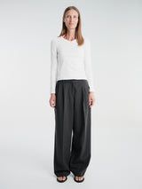 Dunst - Double Pleated Wide Slacks in Charcoal Grey