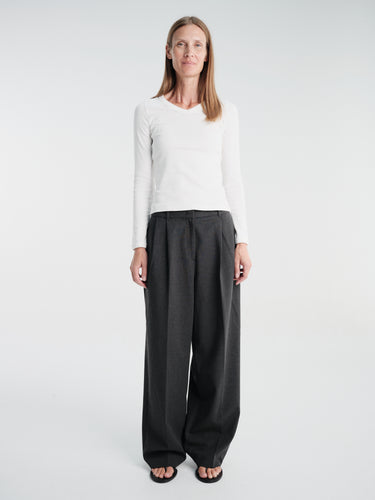 Dunst - Double Pleated Wide Slacks in Charcoal Grey