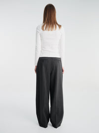 Dunst - Double Pleated Wide Slacks in Charcoal Grey