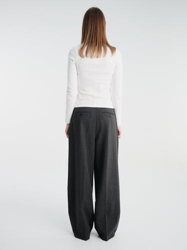 Dunst - Double Pleated Wide Slacks in Charcoal Grey