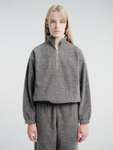 Dunst - Unisex Half Zip-Up Fleece Sweatshirt in Melange Grey