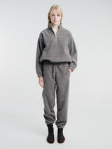 Dunst - Unisex Half Zip-Up Fleece Sweatshirt in Melange Grey
