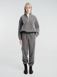 Dunst - Unisex Half Zip-Up Fleece Sweatshirt in Melange Grey