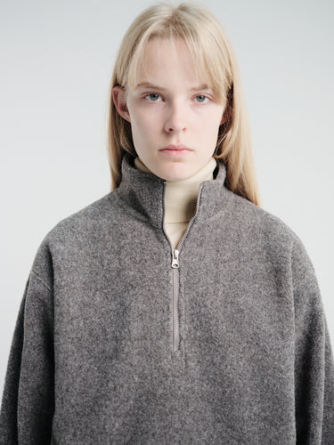 Dunst - Unisex Half Zip-Up Fleece Sweatshirt in Melange Grey