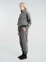Dunst - Unisex Half Zip-Up Fleece Sweatshirt in Melange Grey