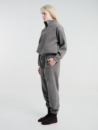Dunst - Unisex Half Zip-Up Fleece Sweatshirt in Melange Grey