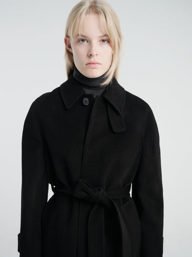 Dunst - Unisex Belted Cashmere Mac Coat in Black
