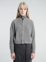 Dunst - Unisex High Neck Button Cardigan in Melange Grey