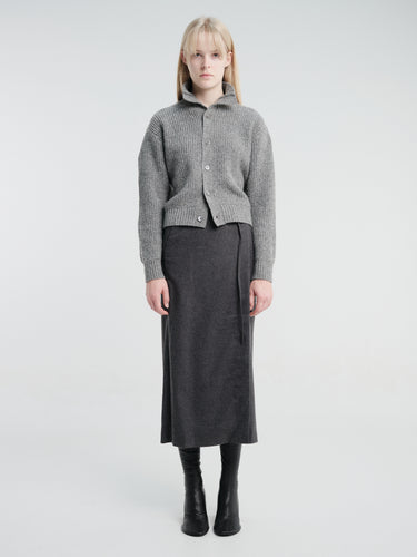 Dunst - Unisex High Neck Button Cardigan in Melange Grey
