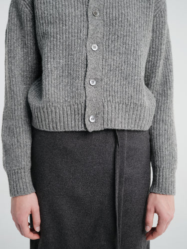 Dunst - Unisex High Neck Button Cardigan in Melange Grey