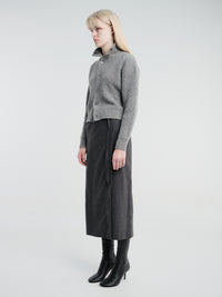 Dunst - Unisex High Neck Button Cardigan in Melange Grey