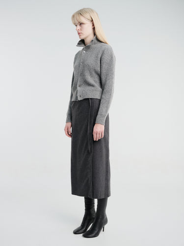 Dunst - Unisex High Neck Button Cardigan in Melange Grey