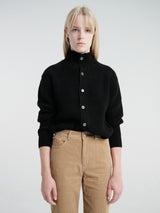 Dunst - Unisex High Neck Button Cardigan in Black