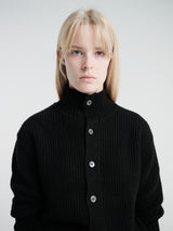 Dunst - Unisex High Neck Button Cardigan in Black
