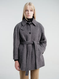 Dunst - Belted Half Coat in Charcoal Grey