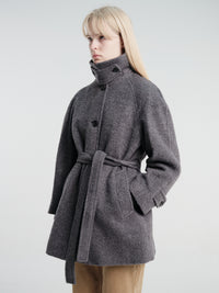 Dunst - Belted Half Coat in Charcoal Grey