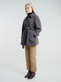 Dunst - Belted Half Coat in Charcoal Grey