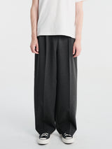 Dunst - Double Pleated Wide Slacks in Charcoal Grey