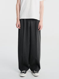 Dunst - Double Pleated Wide Slacks in Charcoal Grey