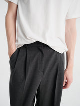 Dunst - Double Pleated Wide Slacks in Charcoal Grey