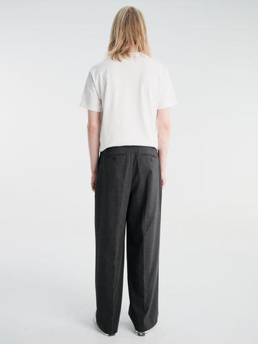 Dunst - Double Pleated Wide Slacks in Charcoal Grey