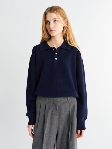 Dunst - Unisex Collared Sweater in Navy