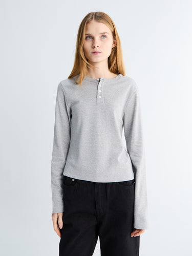 Dunst - Unisex Henry-neck T-shirt in Melange Grey