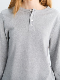 Dunst - Unisex Henry-neck T-shirt in Melange Grey