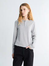 Dunst - Unisex Henry-neck T-shirt in Melange Grey