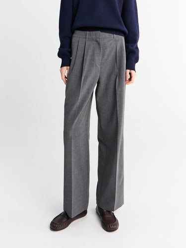 Dunst - Double Pleated Slacks in Melange Grey
