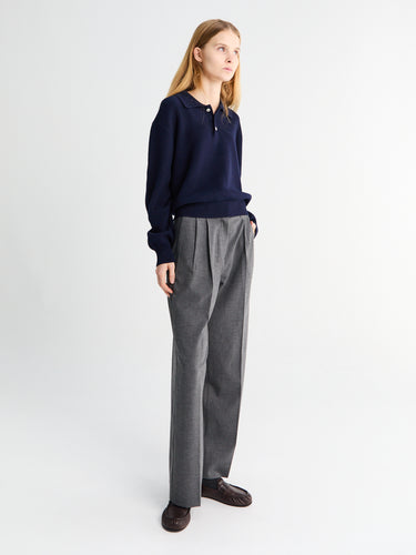 Dunst - Double Pleated Slacks in Melange Grey