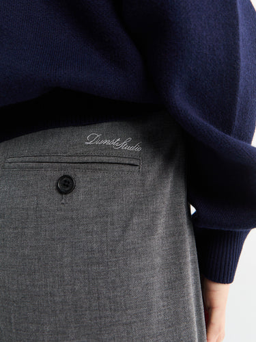 Dunst - Double Pleated Slacks in Melange Grey