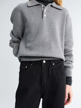 Dunst - Unisex Collared Sweater in Melange Grey