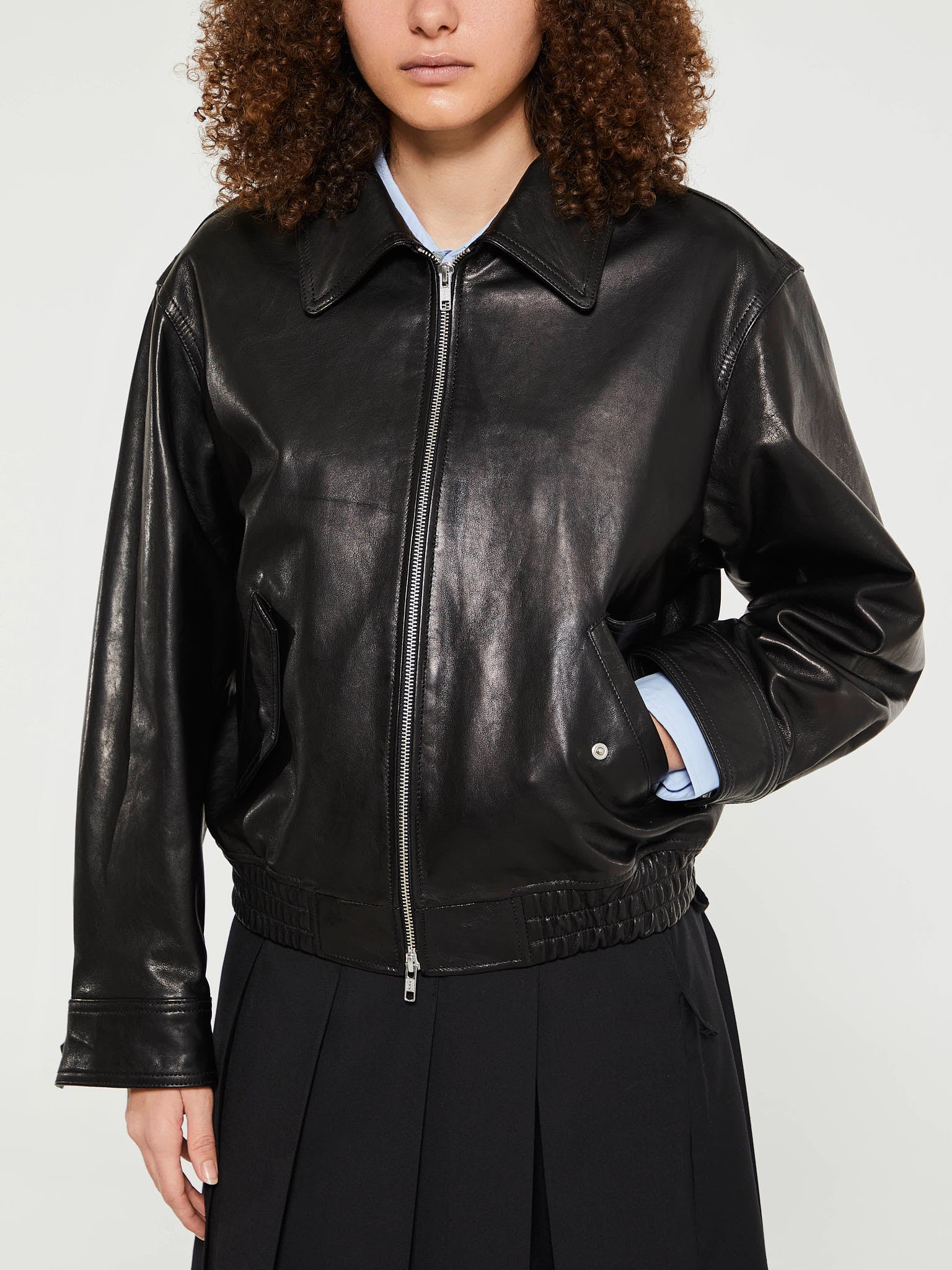 Dunst - Unisex Lambskin Leather Blouson in Black