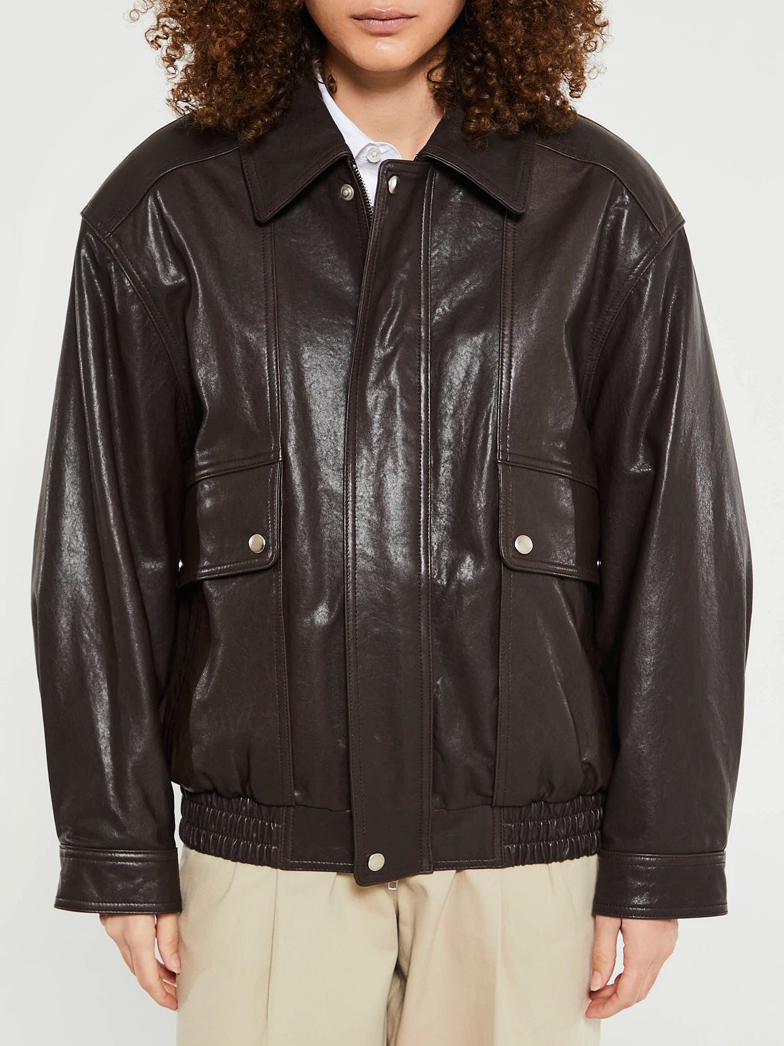 Dunst - Unisex Oversized Vintage Leather Blouson in Brown