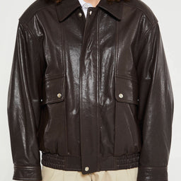 Dunst - Unisex Oversized Vintage Leather Blouson in Brown