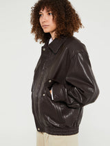 Dunst - Unisex Oversized Vintage Leather Blouson in Brown