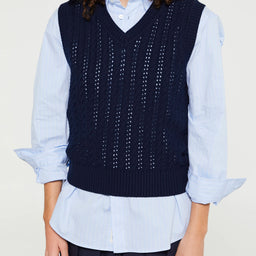 Dunst - Unisex Crochet Knit Vest in Navy