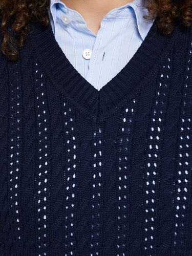 Dunst - Unisex Crochet Knit Vest in Navy