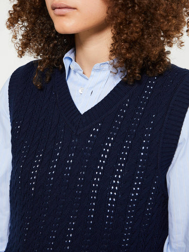 Dunst - Unisex Crochet Knit Vest in Navy