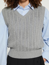 Dunst - Unisex Crochet Knit Vest in Melange Grey