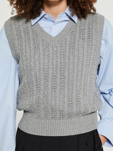 Dunst - Unisex Crochet Knit Vest in Melange Grey