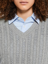 Dunst - Unisex Crochet Knit Vest in Melange Grey